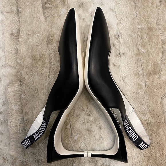 NEW💝Moschino Vitello Black Pump Leather Heels Size EU 39 - Picture 7 of 13